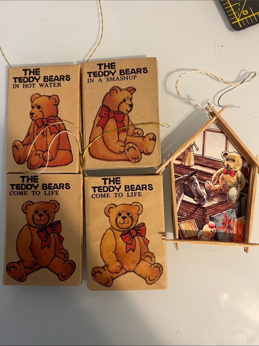 IMAN Tan Teddy Bear Holiday Ornament Set